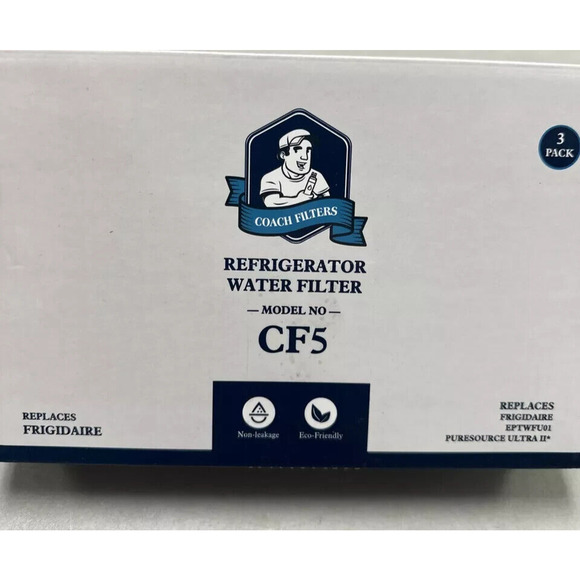 3 pack Coach CF5 Refrigerator Water Filter Replaces EPTWFUO1 ULTRA-l l NWT - Picture 1 of 4